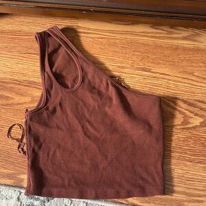 Zara Brown Ribbed Crop Top